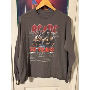 ACDC 50 Years 1973-2023 Band Long Sleeve T-Shirt Rock and Roll Gray